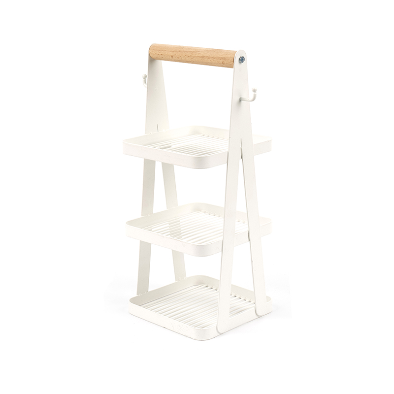 přenosný úložný koš 3vrstvá dřevěná rukojeť