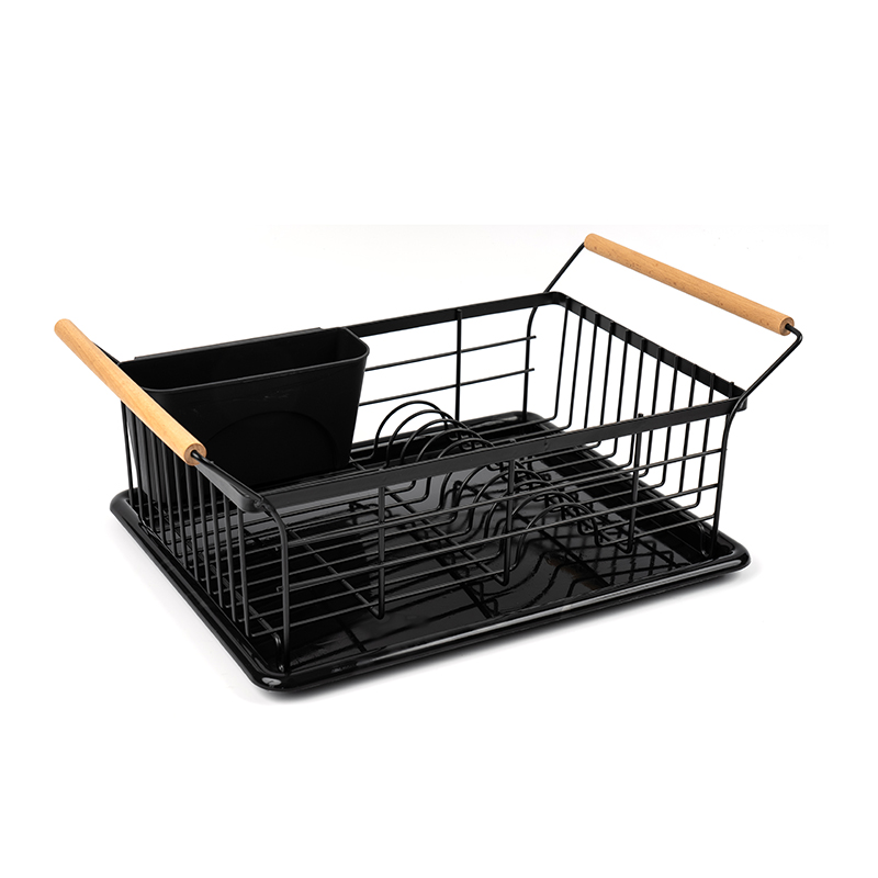 Stojan na sušení misky a talířů s dřevěnou rukojetí