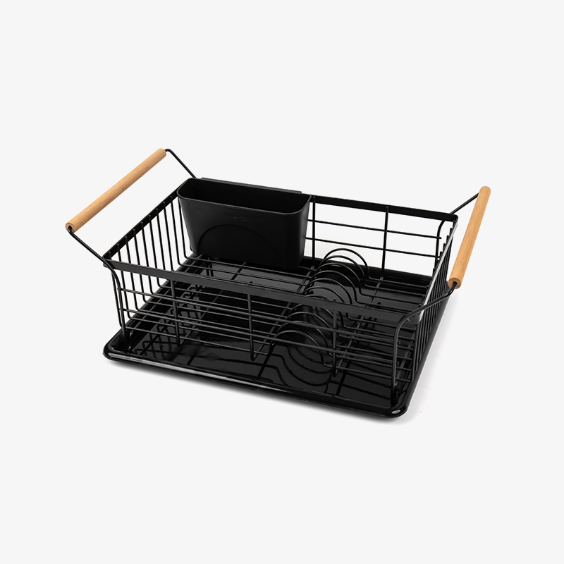 Stojan na sušení misky a talířů s dřevěnou rukojetí