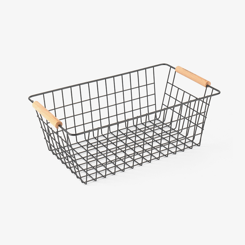 Úložný Koš S Dřevěnou Rukojetí