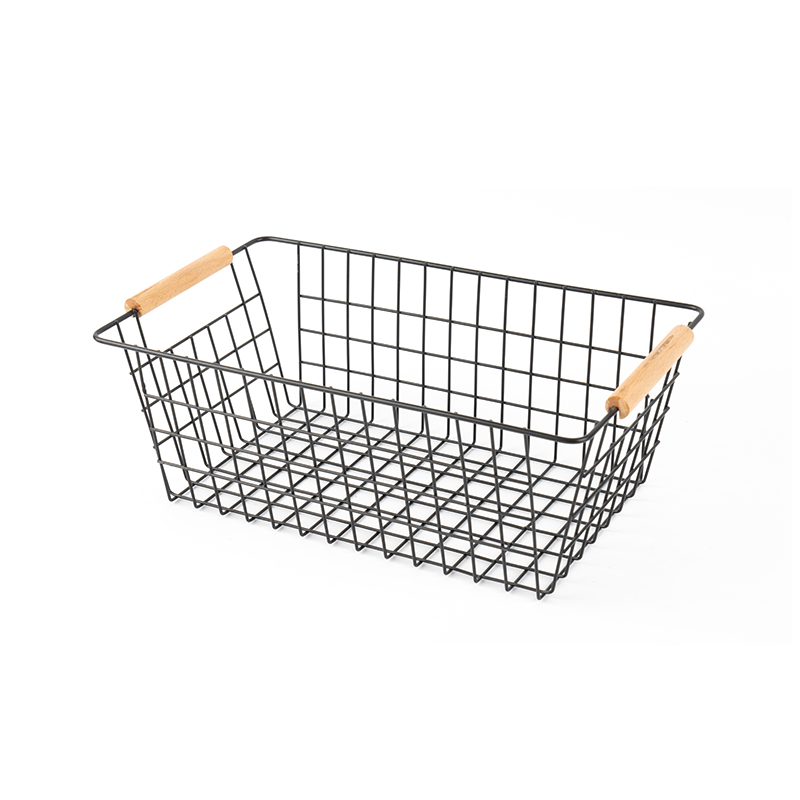 Úložný Koš S Dřevěnou Rukojetí