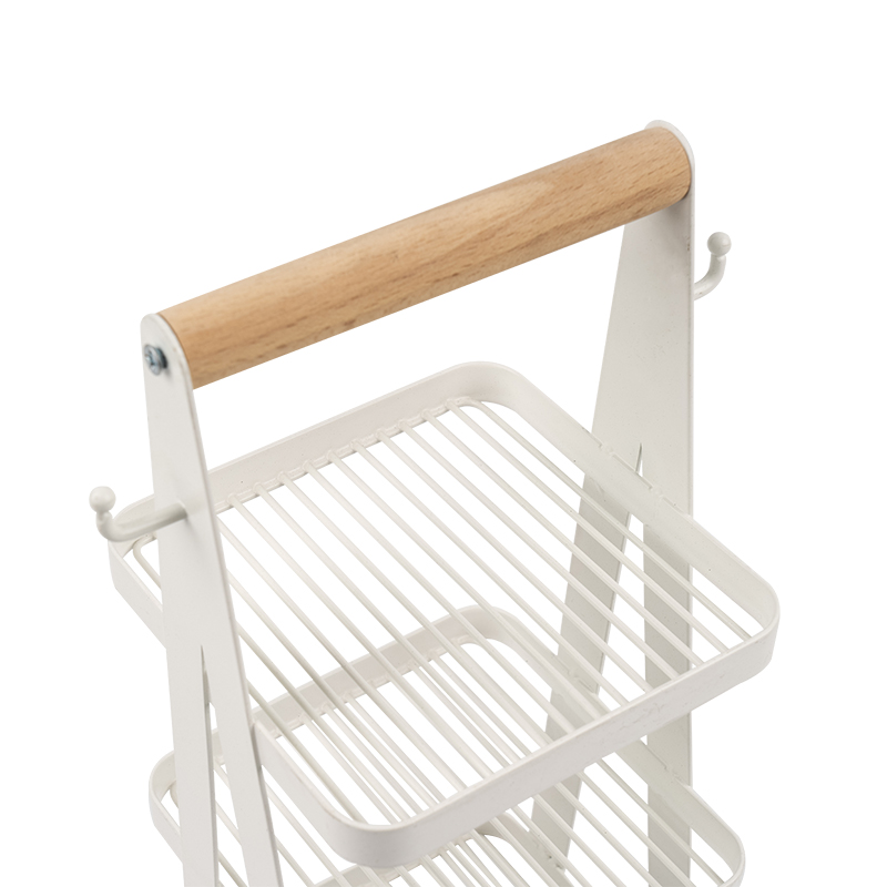 přenosný úložný koš 3vrstvá dřevěná rukojeť