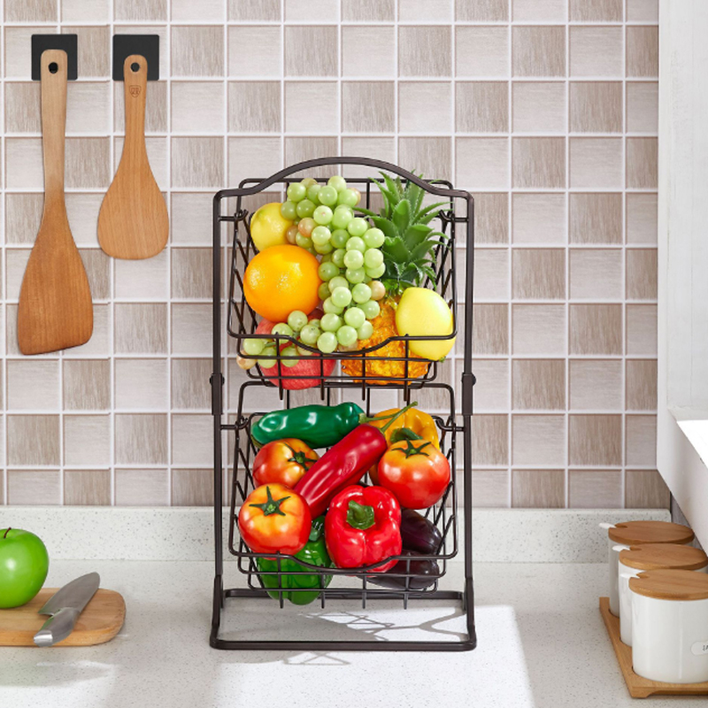 2patrový kovový koš na ovoce pro kuchyňskou linku